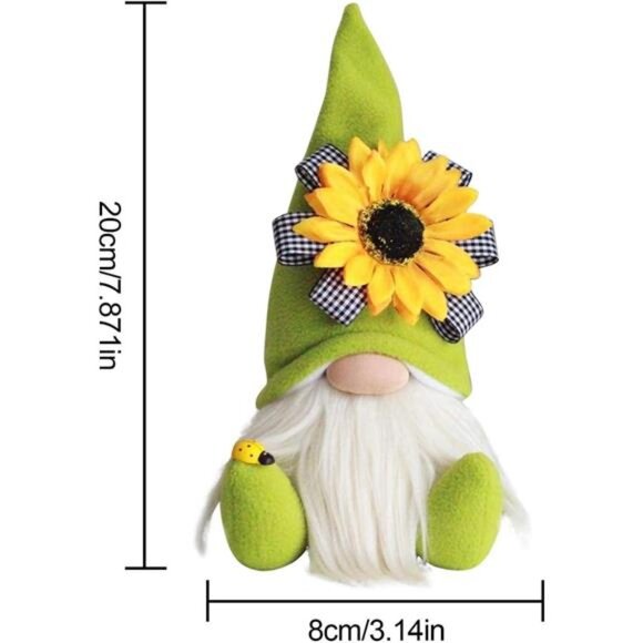 Sunflower Garden Gnome, Bumble Bee Gnomes Plush Decor,World Bee Day Fall Holiday - Picture 3 of 7